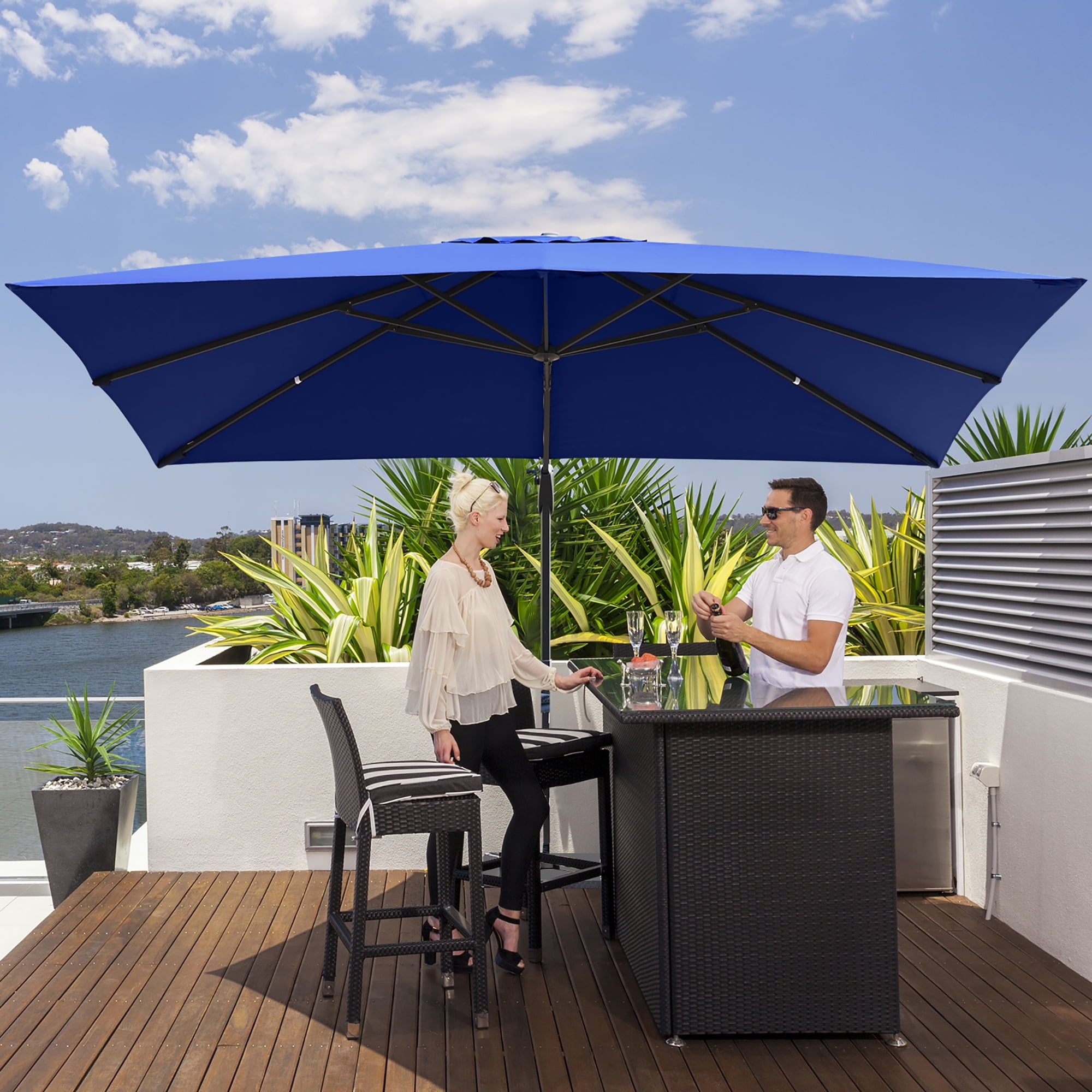 Costway 10x13ft Patio Rectangular Umbrella, Cantilever Offset Umbrella