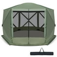 thumbnail image 1 of Costway 11.5 X 11.5 FT 6-Sided Pop-up Screen House Tent With 2 Wind Panels for Camping Green, 1 of 10