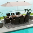 thumbnail image 1 of Costway 11 PCS Patio Dining Set with 15ft Double-Sided Patio Umbrella (Base Included) Beige, 1 of 12