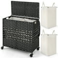 thumbnail image 1 of Costway 110L Laundry Hamper with Wheels Clothes Basket Lid & Handle & 2 Liner Bags Black, 1 of 10