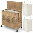 thumbnail image 1 of Costway 110L Laundry Hamper with Wheels Clothes Basket Lid & Handle & 2 Liner Bags Natural, 1 of 10