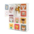 thumbnail image 1 of Costway 12-Cube Kids Wardrobe Baby Dresser Bedroom Armoire Clothes Hanging Closet with Door, 1 of 10