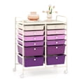 thumbnail image 1 of Costway 12-Drawer Rolling Storage Cart Organizer Cart with 2 Sizes Plastic Drawers Macaron Purple, 1 of 10