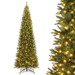 Costway 12 FT Artificial Xmas Tree with Quick Power Connector & 800 Warm White LED Lights