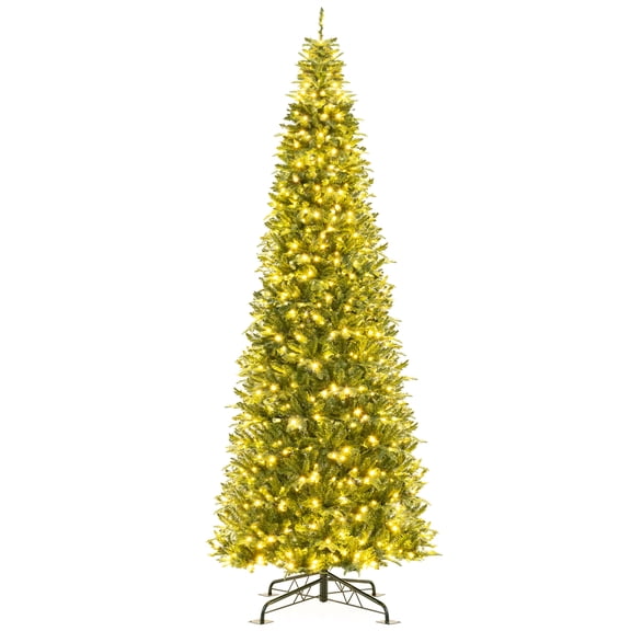 Costway 12 FT Tall Prelit Hinged Artificial Christmas Tree with 800 Warm White LED Lights