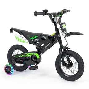 Costway 12" Kids Bike Motocross Style with Removable Training Wheels Dual Brake System for Ages 3-4 Years Black