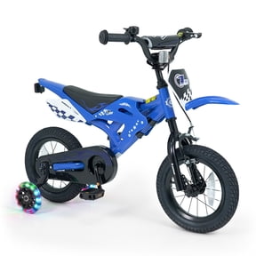 Costway 12" Kids Bike Motocross Style with Removable Training Wheels Dual Brake System for Ages 3-4 Years Navy