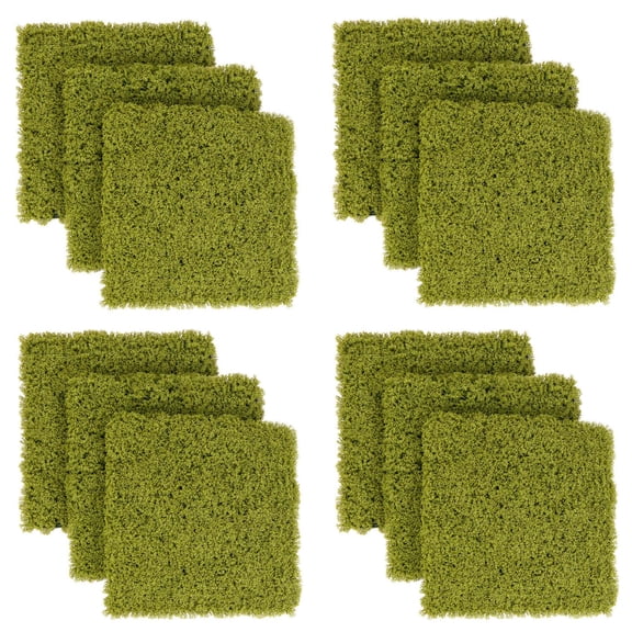 Costway 12 PCS Faux Green Moss Panels withInsertable Branches Stable X-shaped structure Ligth Green