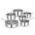 thumbnail image 1 of Costway 12 PCS Pots & Pans Set with Tempered Glass Lids Handles & 3-Ply Base 4 Stockpots, 1 of 9