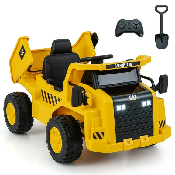Costway 12 V Powered Ride-On Toy Dump Truck with 2.4G Remote Control and Sand Shovel