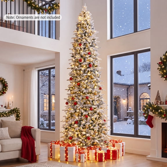 Costway 12 ft Pre-Lit Fir Christmas Tree with 3235 Branch Tips, 1020 Warm White LED Lights