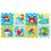 Costway 12” x 12” EVA Foam Puzzle Mat, 8-Piece Kids Play Mat with Animal Patterns & Numbers Multicolor