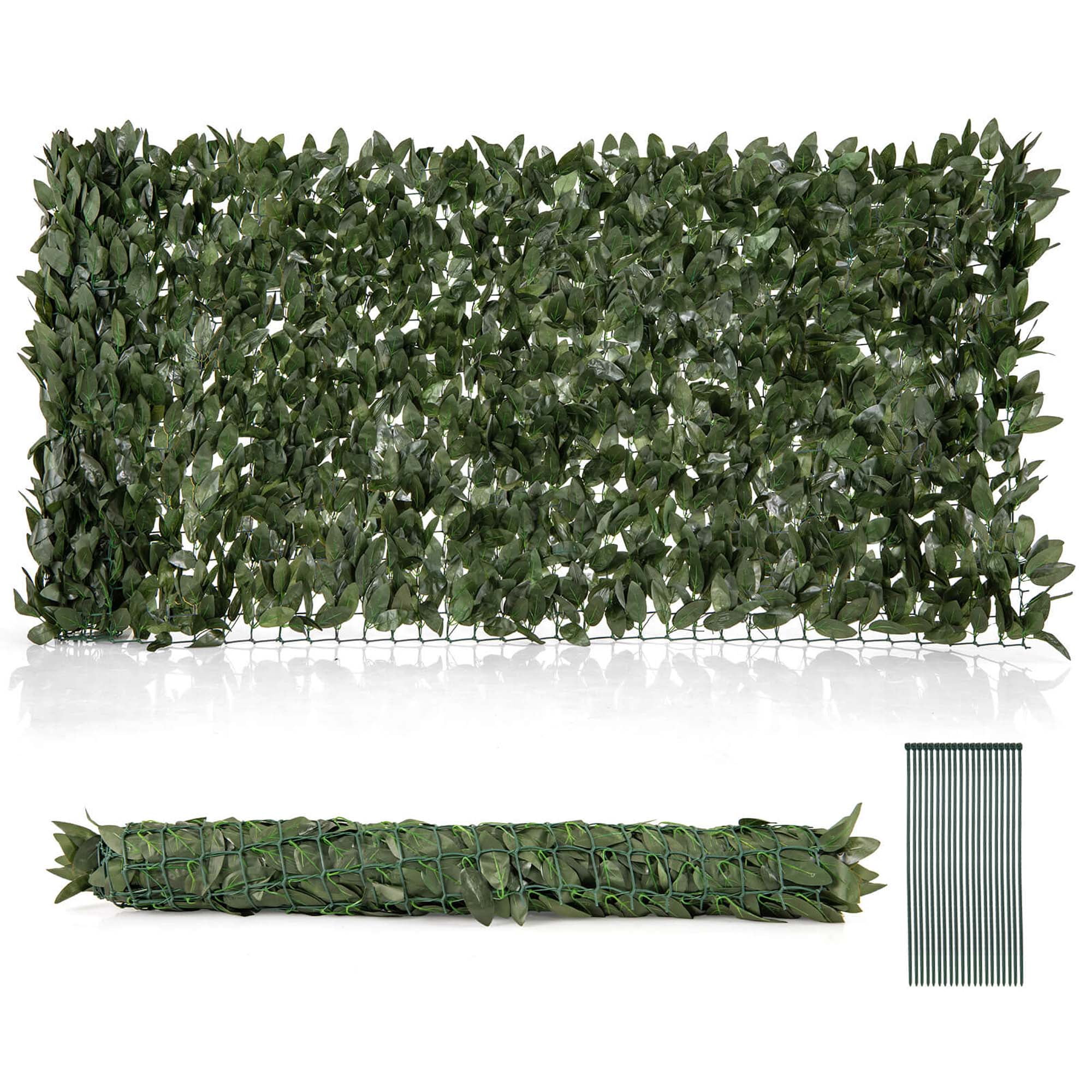 Costway 120" x 40" Artificial Lily Leaf Privacy Fence Sun-protective Greenery Backdrop