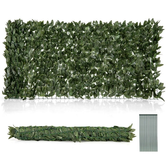 Costway 120" x 40" Artificial Lily Leaf Privacy Fence Sun-protective Greenery Backdrop