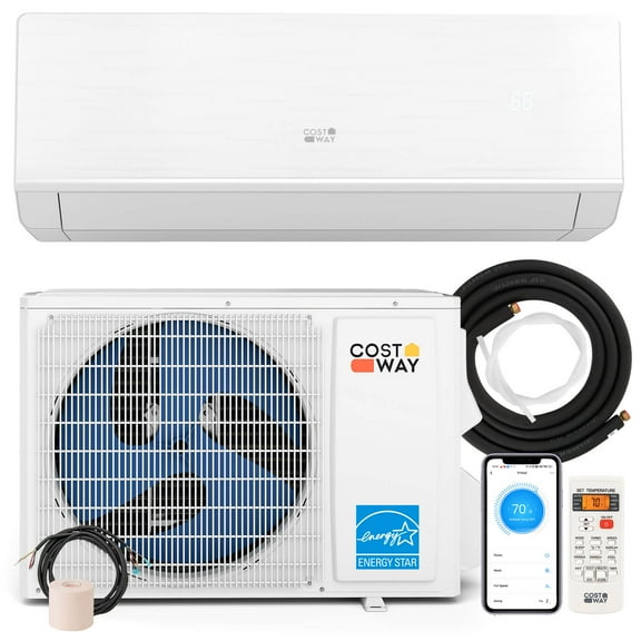Costway 12000 BTU 230 V Mini Split Air Conditioner & Heater with 1 Ton Heat Pump Installation Kit