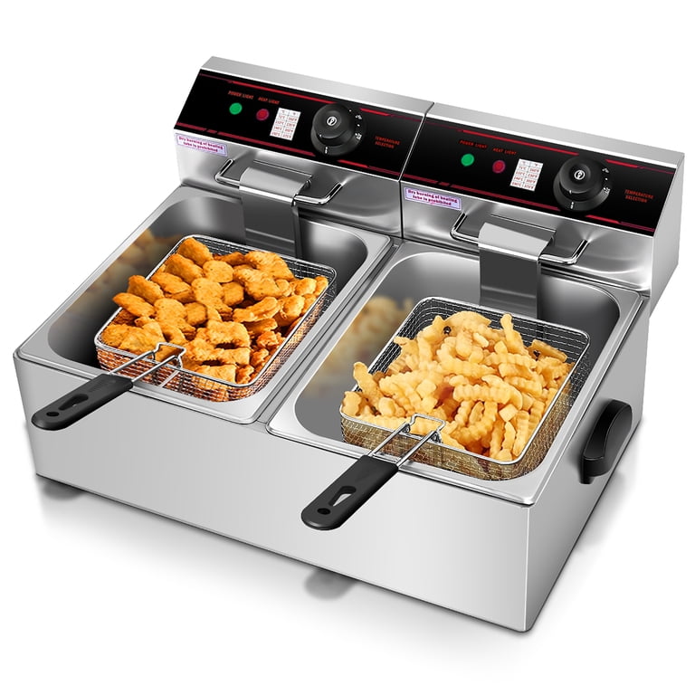 Costway Electric Deep Fryer, 12L Stainless Steel Dual Tank