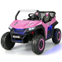 Costway 12V 2-Seater Kids Ride On UTV RC Electric Vehicle Suspension w/ Lights & Music Pink