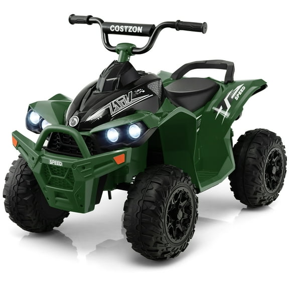 Costway 12V Battery Powered Kids Ride On ATV Electric 4-Wheeler Quad Car with  MP3 & Light Green