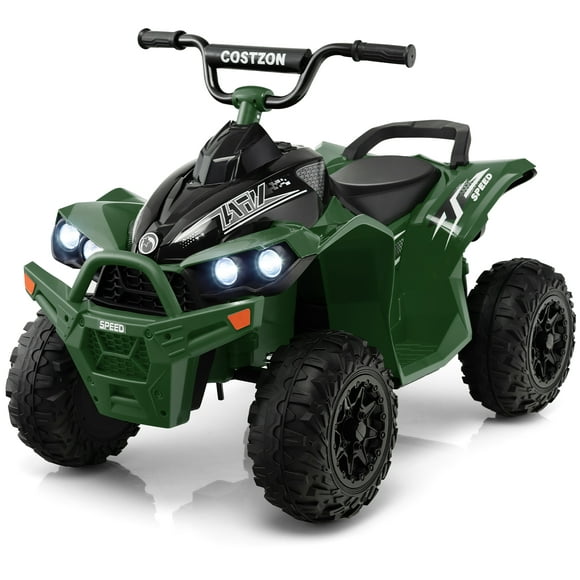Costway 12V Battery Powered Kids Ride On ATV Electric 4-Wheeler Quad Car with  MP3 & Ligh Greent
