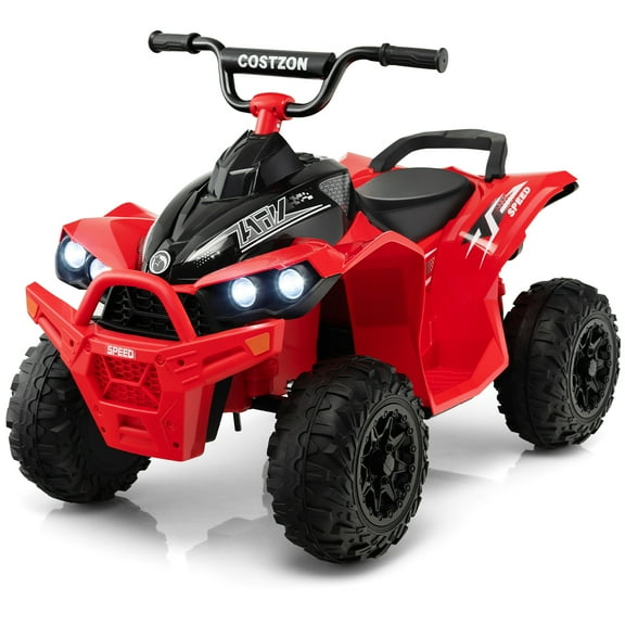 Costway 12V Battery Powered Kids Ride On ATV Electric 4-Wheeler Quad Car with MP3 & Light Red