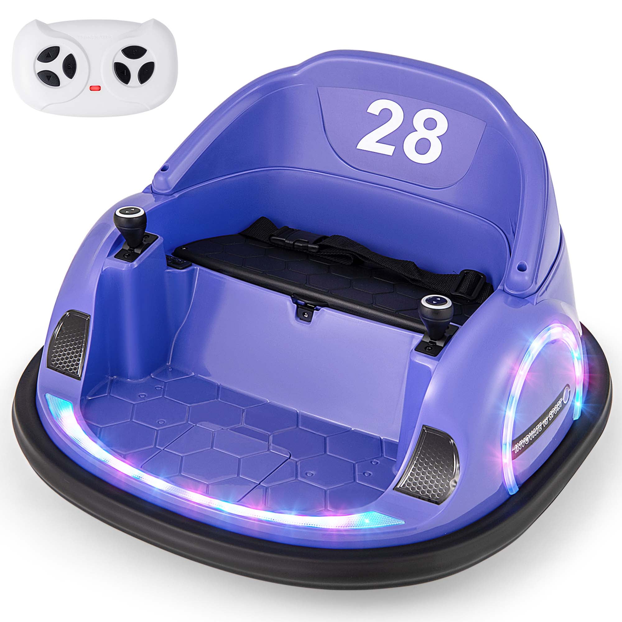 Costway 12V Electric 360 Spin Car Toy Ride on Bumper Car for Toddlers with Remote Control Purple Walmart