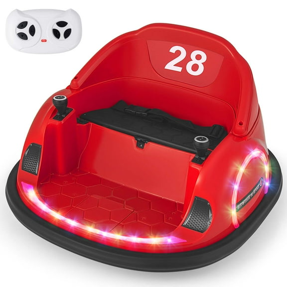 Costway 12V Electric 360° Spin Car Toy Ride on Bumper Car for Toddlers with Remote Control Red
