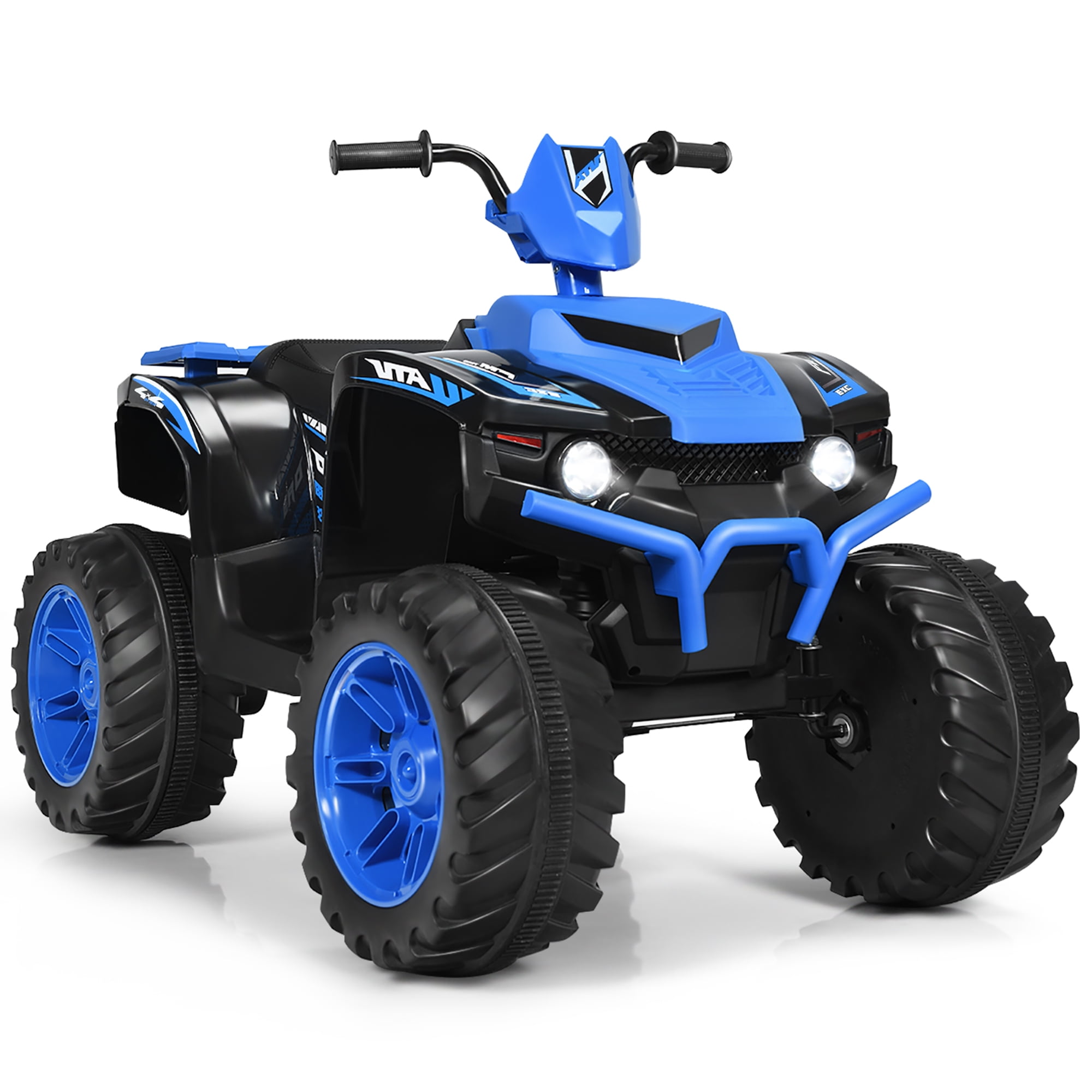 Costway 12V Kids 4-Wheeler ATV Quad Ride On Car w/ LED Lights Music USB Navy