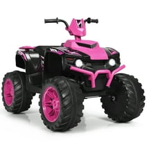 Costway 12V Kids 4-Wheeler ATV Quad Ride On Car w/ LED Lights Music  USB Pink