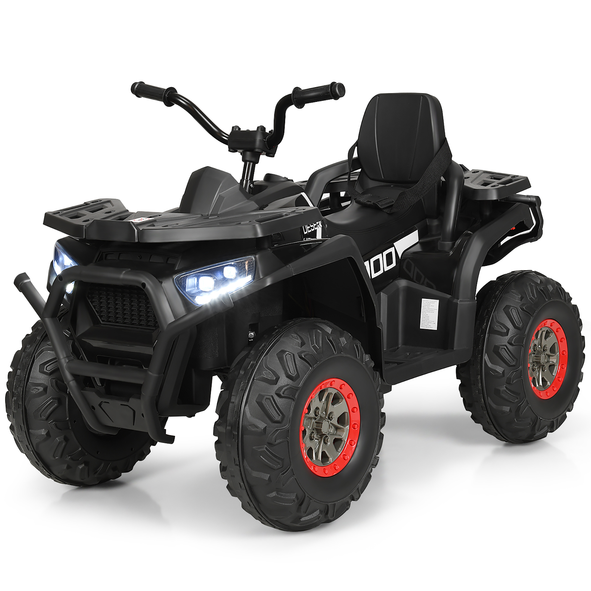 Costway 12V Kids Electric 4-Wheeler ATV Quad 2 Speeds Ride On Car w/MP3&LED Lights Black - image 1 of 9