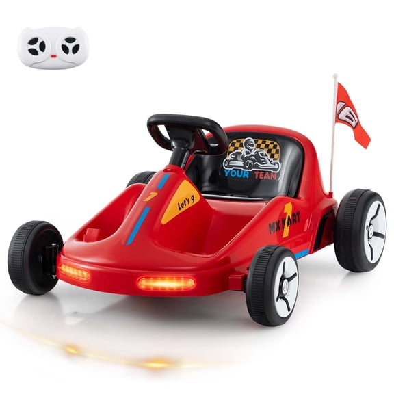 Costway 12V Kids Electric Go Kart 7AH Battery Powered Ride on Race Toy with Remote Control Red