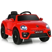 Costway 12V Kids Ride On Car Licensed Volkswagen Beetle with Remote Control & Music Red