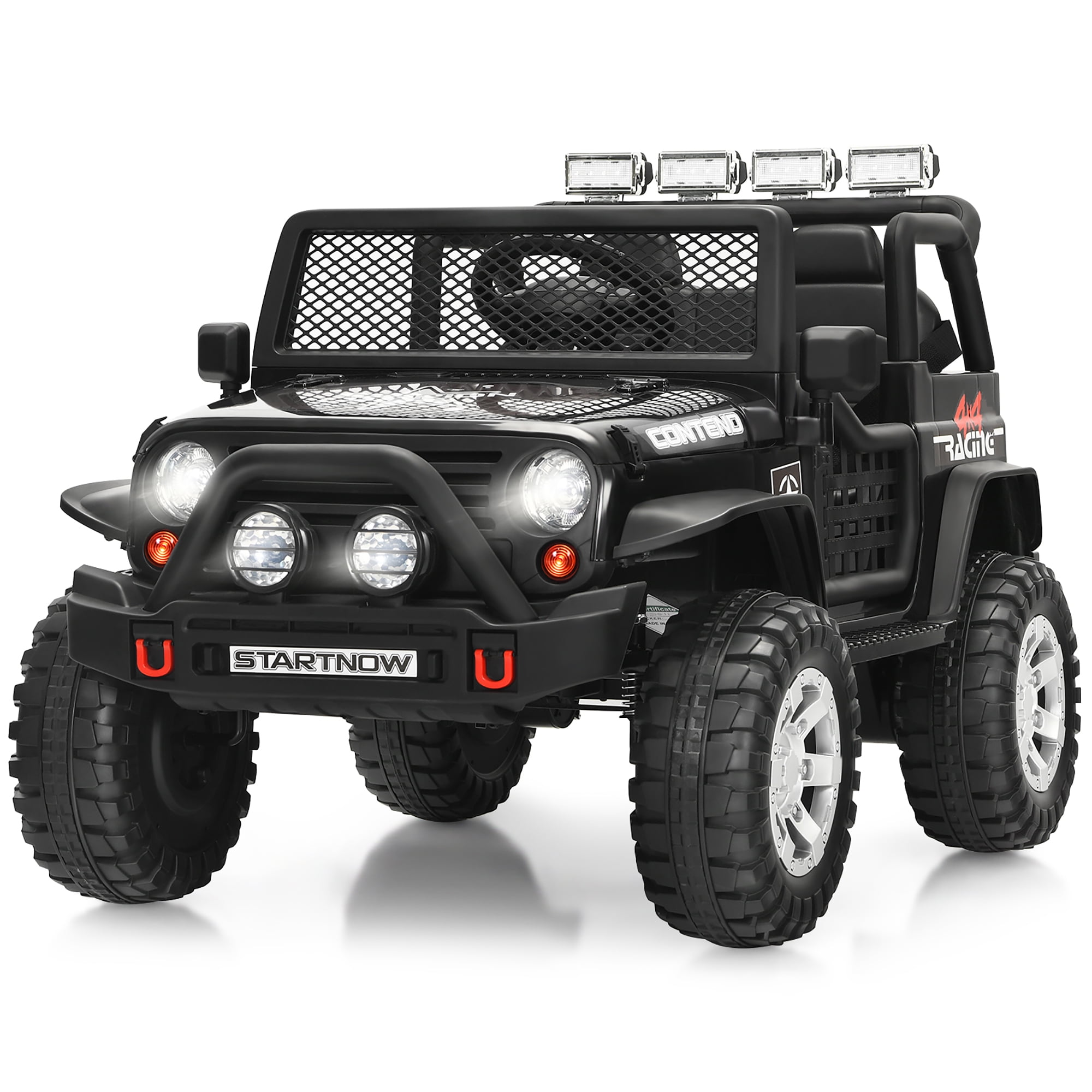 Costway 12V Kids Ride On Truck Toy Vehicle Electric Car with Remote Control Lights Music Black Walmart