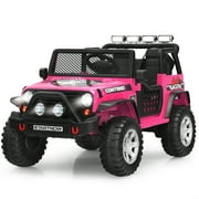 Costway 12V Kids Ride On Truck Remote Control Electric Car with Lights&Music Pink
