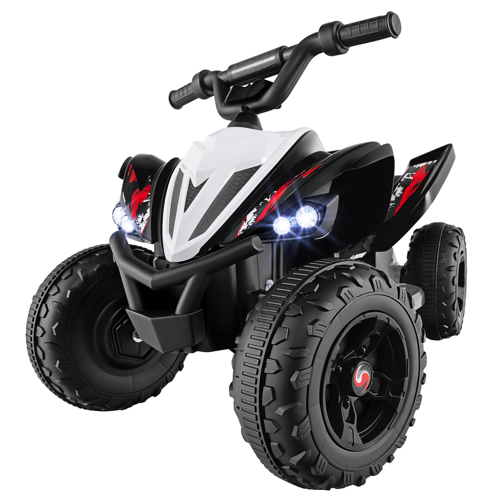 Costway 12V Quad 4 Wheeler Ride on Toy with Music, Light, USB Port, Wireless Connection Black