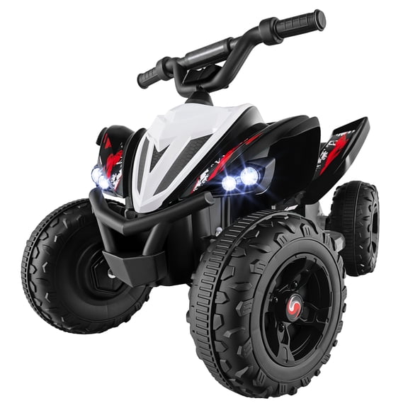 Costway 12V Quad 4 Wheeler Ride on Toy with Music, Light, USB Port, Wireless Connection Black