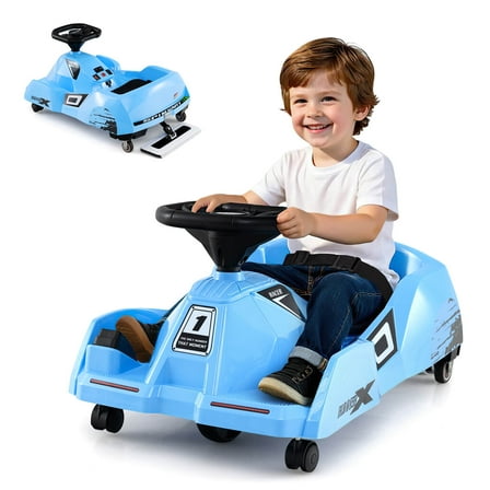 Costway 12V Ride on Toy Car Electric Go Kart with Cleaning Fun & Remote Control Blue