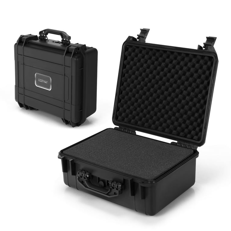 Costway 13.5-Inch Multi-Purpose Hard Case Camera Carrying Box  W/Customizable Foam IP66 Waterproof 