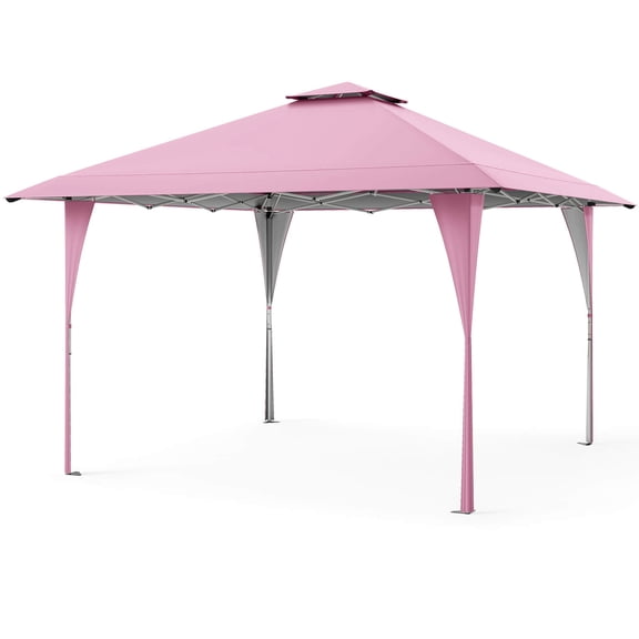 Costway 13 X 13 FT Pop up Gazebo Outdoor Canopy Tent with Portable Carrying Bag 8 Stakes Pink