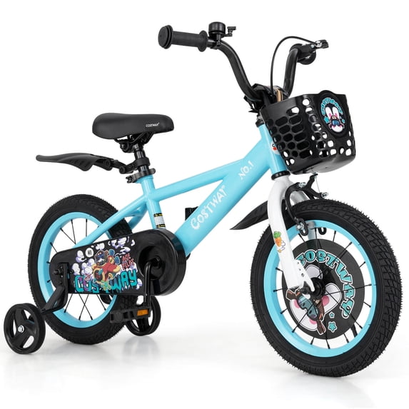 Costway 14" Kid’s Bike for 3-5 with Height-Adjustable Handlebar & Saddle Handbrake Blue