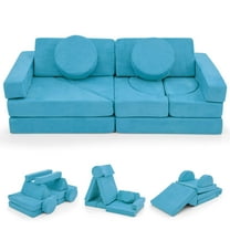 Costway 14 PCS Modular Kids Play Couch Child Sectional Sofa Toddler Soft Playset Blue
