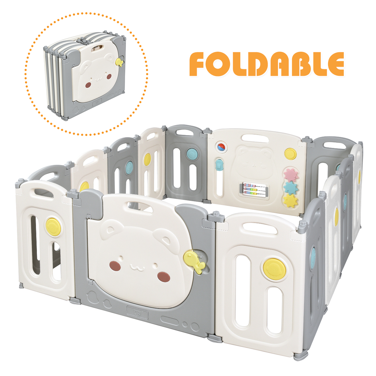 SamyoHome 14 Panels Foldable Baby Playpen Play Yards Activity Center