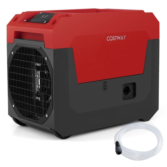 Costway 140 Pints Commercial Dehumidifier with Pump, Drain Hose for Basements, Job Sites Red