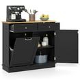 thumbnail image 1 of Costway 15.5 Gallon Kitchen Tilt Out Trash Cabinet Rubber Wood Tabletop 2 Drawers Shelf Black, 1 of 11