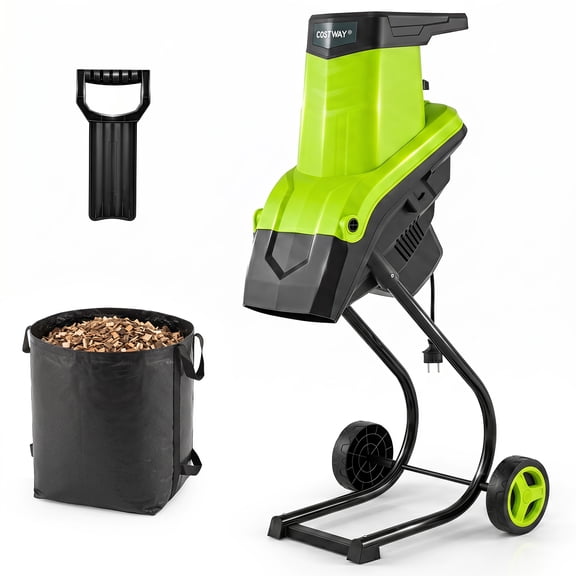 Costway 15-Amp Electric Wood Chipper Shredder Mulcher, 1.8 Max Cutting Diameter Green+Black