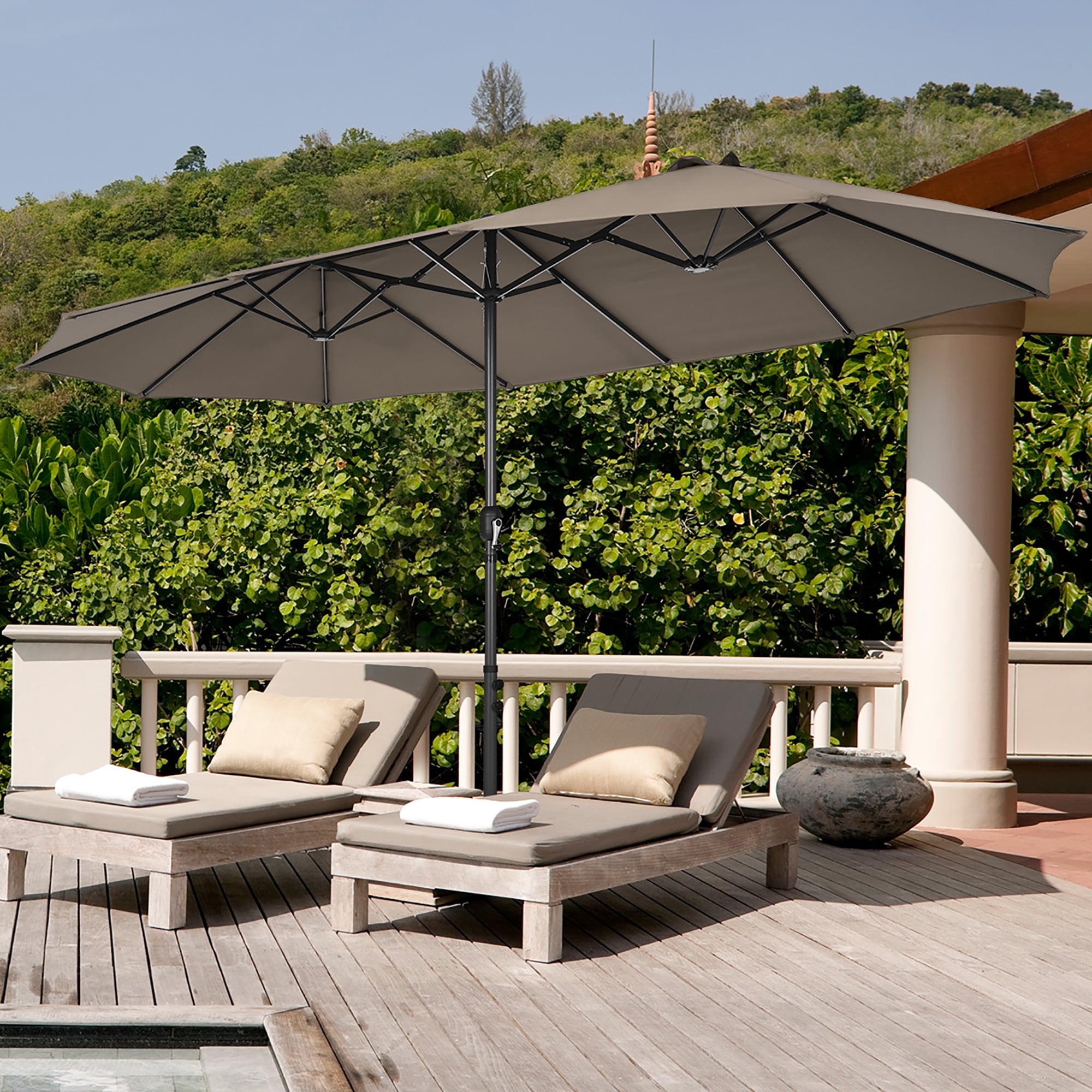 coolaroo fabric patio umbrella Coolaroo Round Market Patio Umbrella,90% UV, 11', Smoke