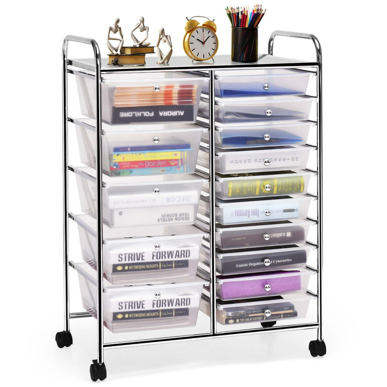 15-Drawer Utility Rolling Organizer Cart Multi-Use Storage-Black & Gra –  Aiden's Corner