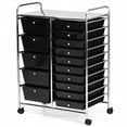 thumbnail image 1 of Costway 15 Drawer Art & Craft Rolling Storage Cart Tools Scrapbook Paper Office School Organizer Black, 1 of 10