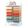 thumbnail image 1 of Costway 15 Drawer Art & Craft Rolling Storage Cart Tools Scrapbook Paper Office School Organizer Macaron, 1 of 10