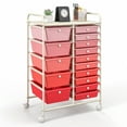 thumbnail image 1 of Costway 15 Drawer Rolling Storage Cart Tools Scrapbook Paper Office School Organizer Pink, 1 of 10