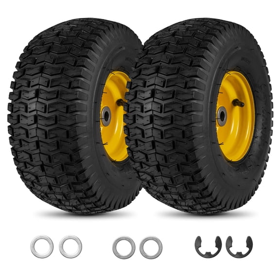 Costway 15 x 6.00-6 Tubeless Tires&Wheels(2 Pack), 4 PR/Ply Pneumatic Tires with 3”Centered Hub